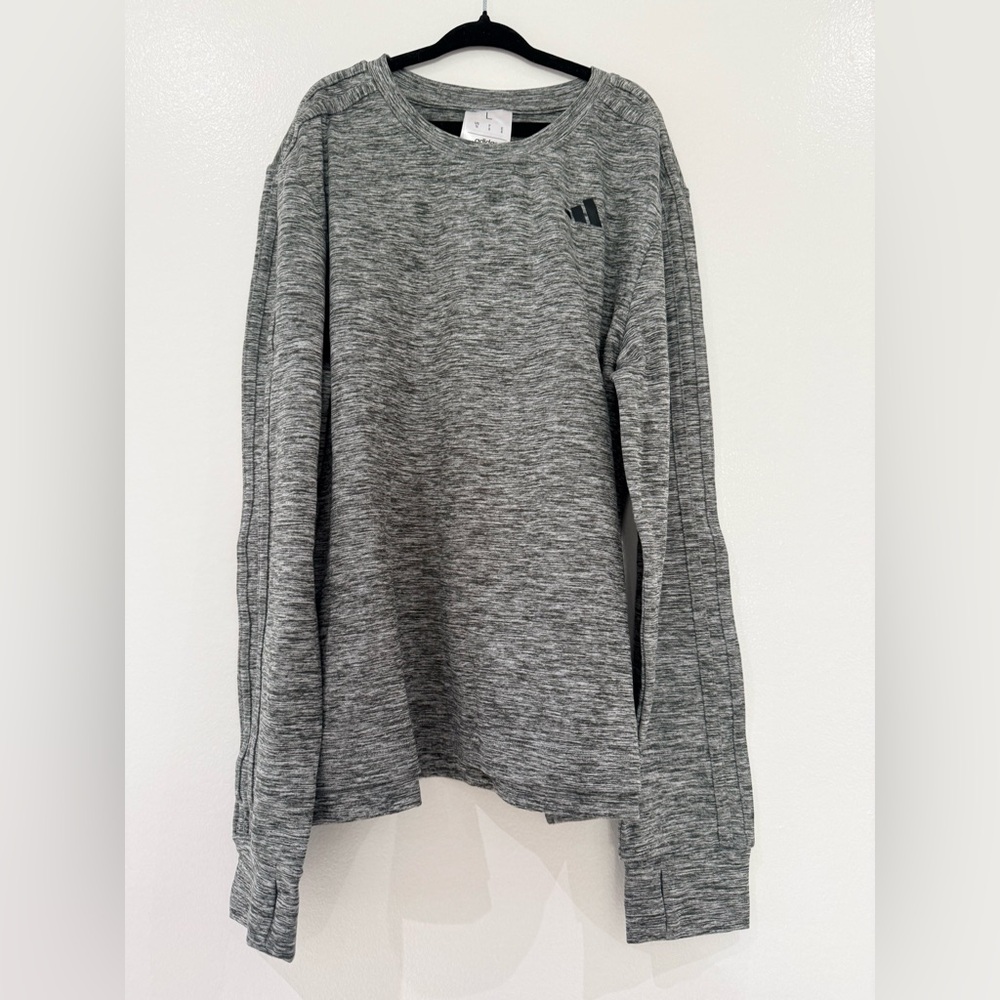 Adidas girls  long sleeve performance top in dark grey size L